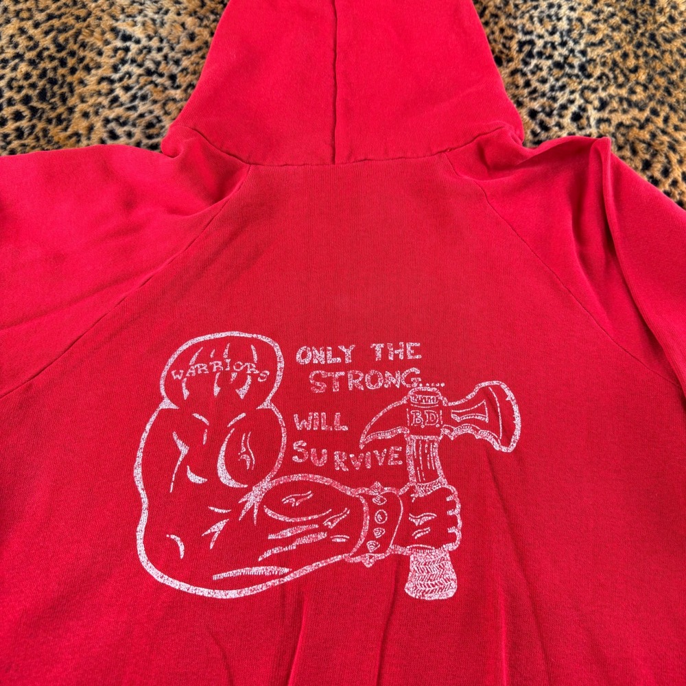 Vintage 90s Ben Davis 89 Wrestling 90 Red Graphic Hoodie Size S Stay Puff - Picture 8 of 9